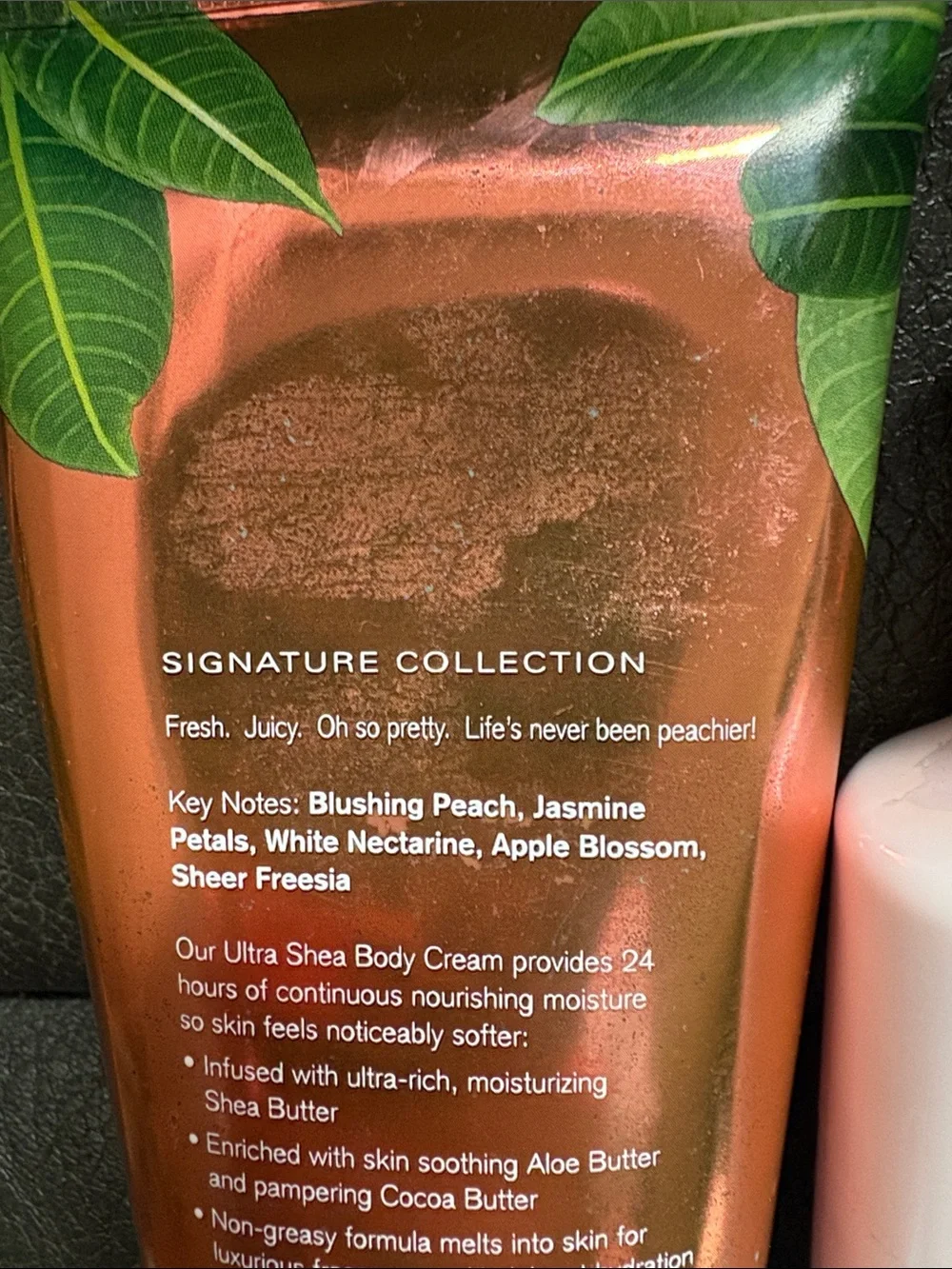Bath and body set in pretty as a peach and bourbon strawberry and vanilla